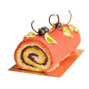 Bûche à la crème de pistache et aux fruits rouges