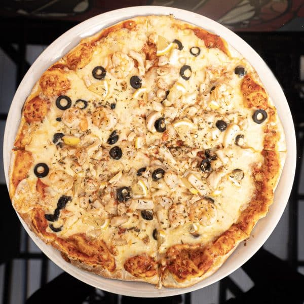 Seafood pizza