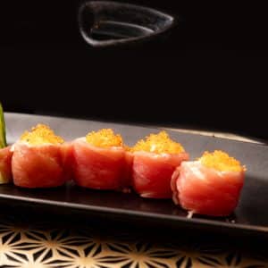 Tuna roses served with tobiko